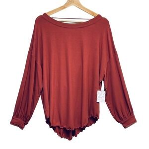 NWT Free People Shimmy Shake Women's Long Sleeves Top Cowboy Rusty Sz XS